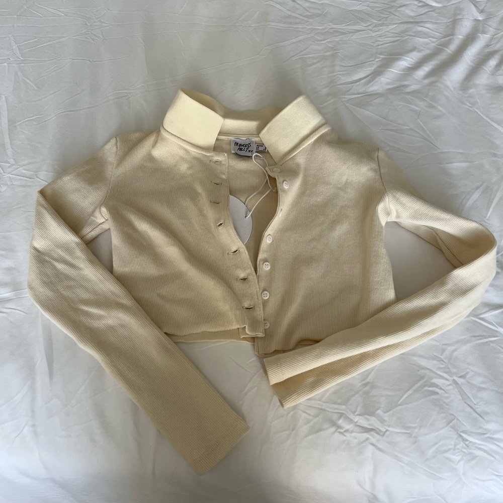 Collared Button Down Cropped Shirt Princess Polly US 0